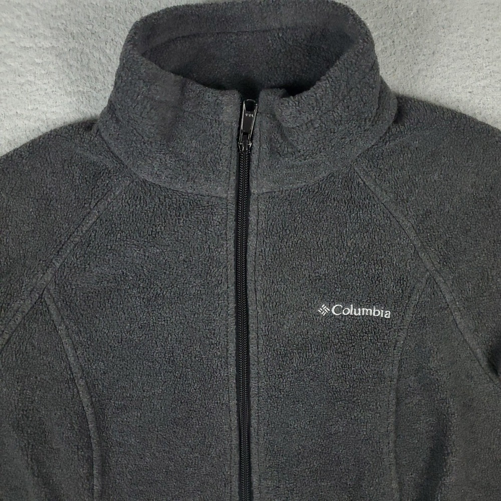 Columbia Sweater Womens Medium Gray Fleece Full Zip Up Jacket Sweatshirt - Picture 2 of 10